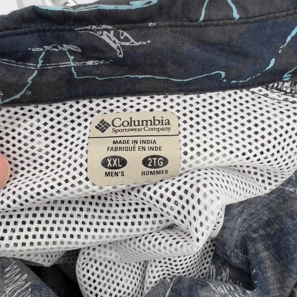 Columbia PFG Men's XXL Vented Fishing Shirt Blue & Black Abstract Print Button-D - Picture 6 of 6